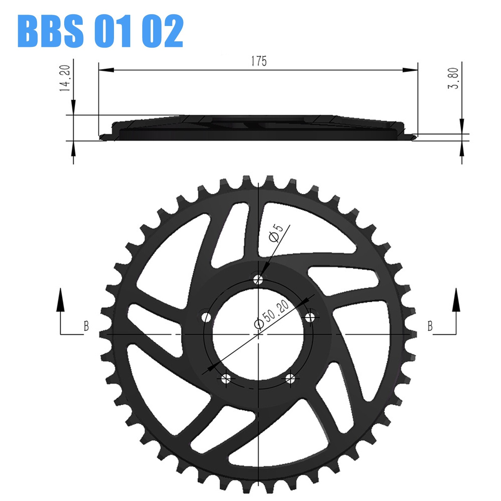 For BAFANG BBS01 BBS02 BBSHD Mid Drive Motor Light 42T Chainring Sprocket Ebike
