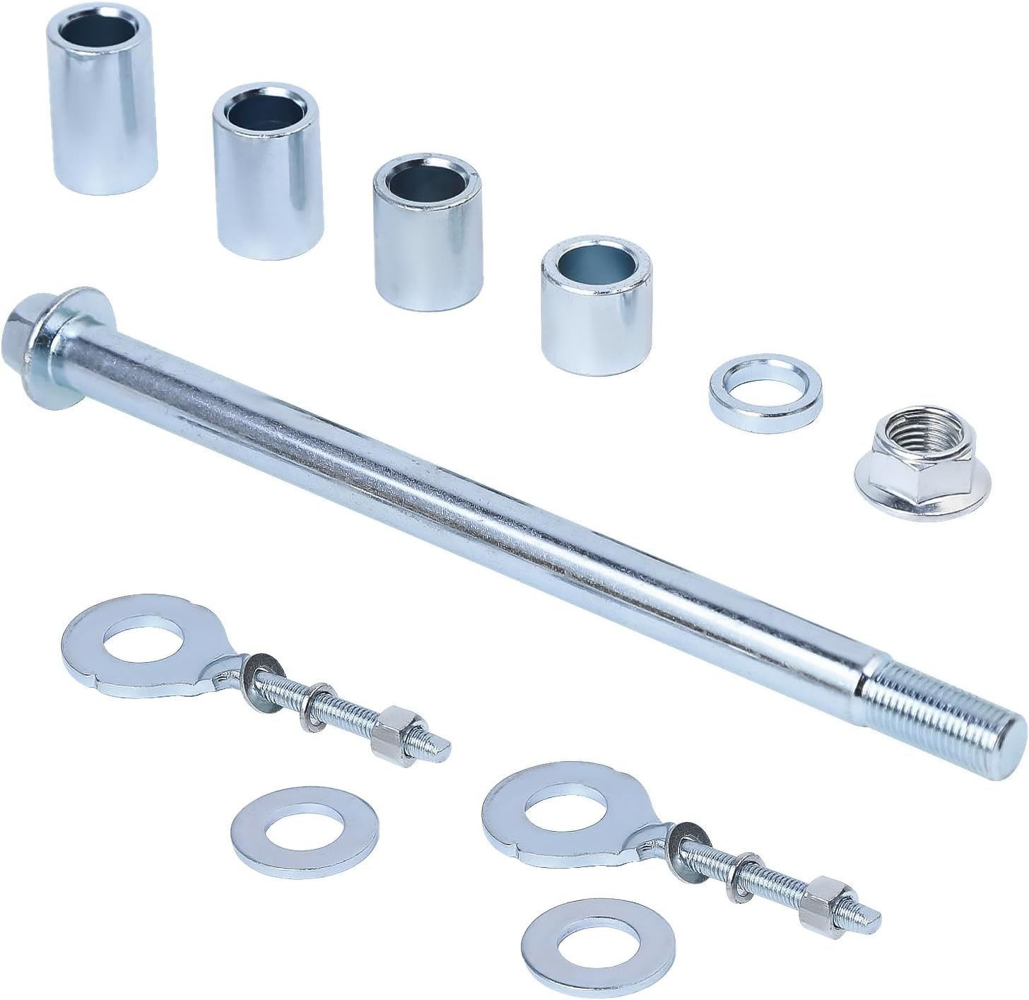 Mini Bike Rear Axle Kit 15mm*220mm(0.59″x8.66″) with Spacers Adjusters – for Col
