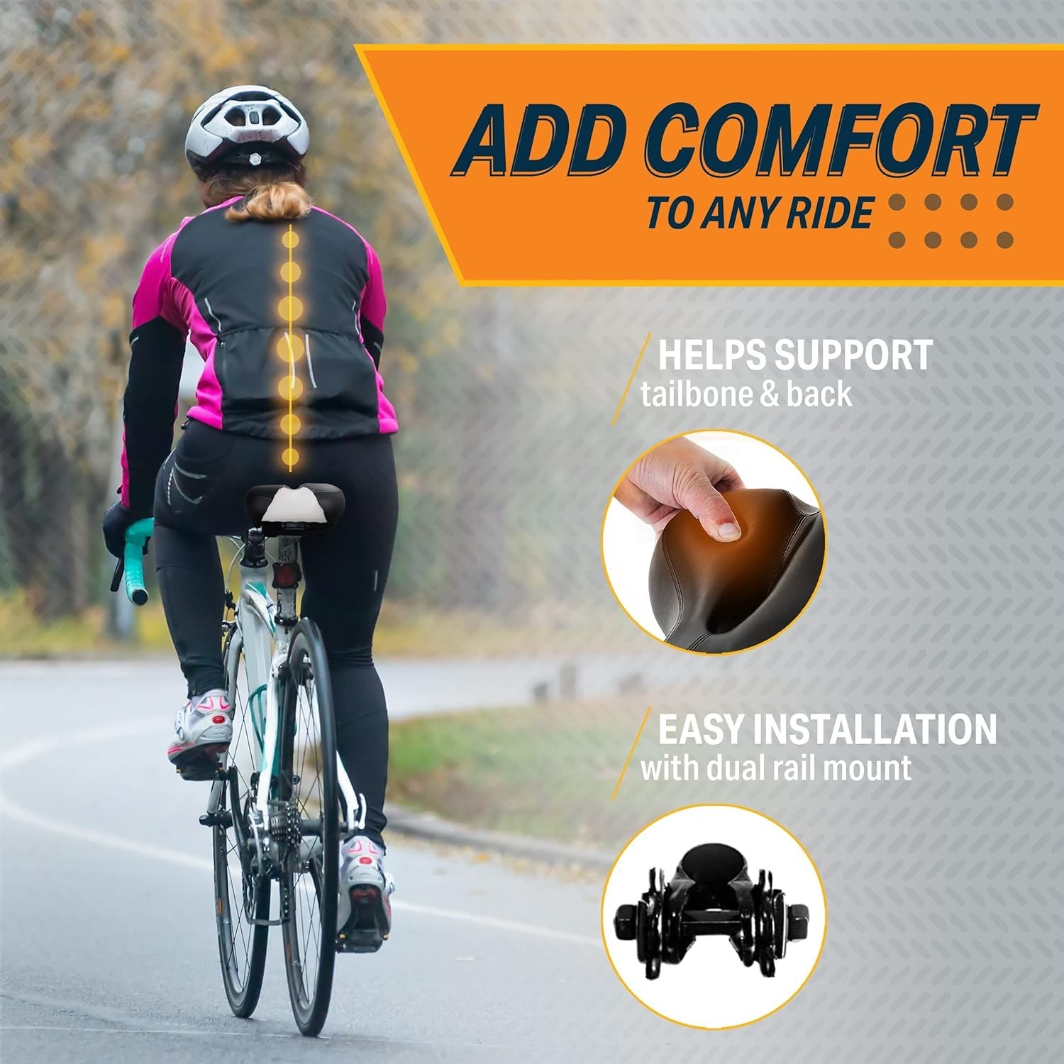 Comfort Saddle for Women & Men – Universal Fit Indoor & Outdoor Bicycles – Ce…