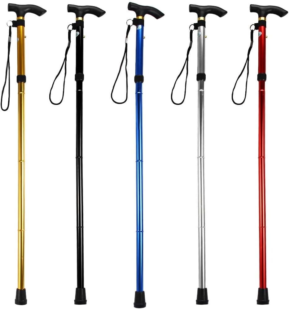 Folding Lightweight Walking Stick – Adjustable Aluminum Metal Blue