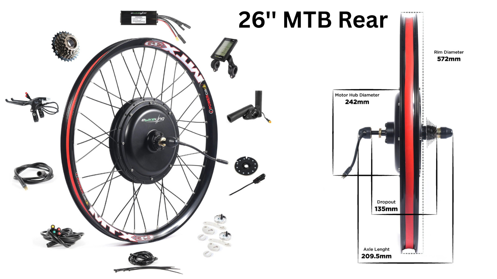 eBikeling Waterproof 48V 1200W Direct Drive Motor Electric Ebike Conversion Kit