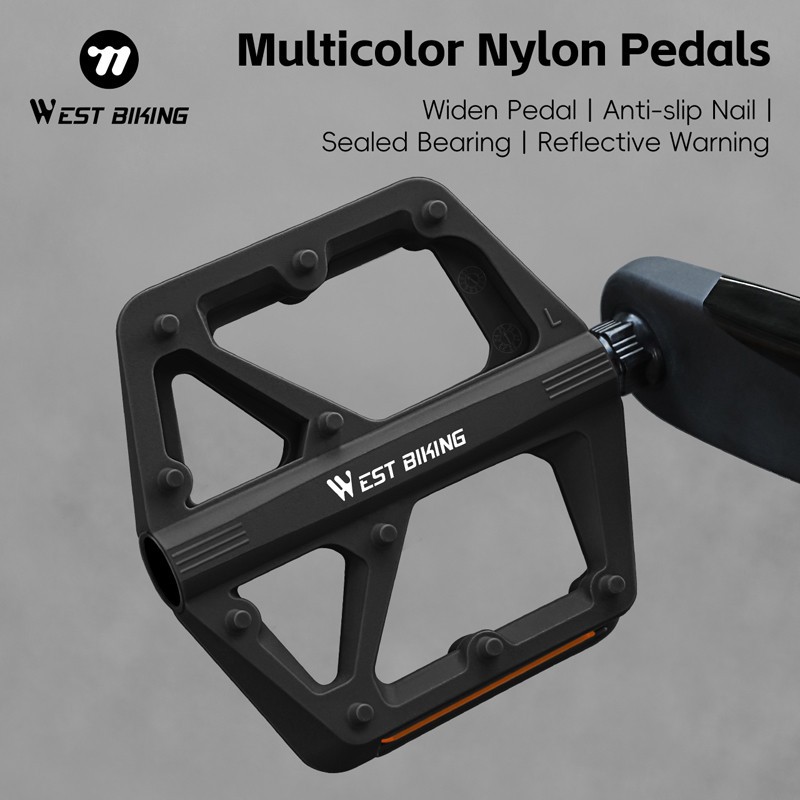 WEST BIKING Nylon Bicycle Pedals DU Sealed Bearing 9/16″ Bike Flat Pedals A Pair