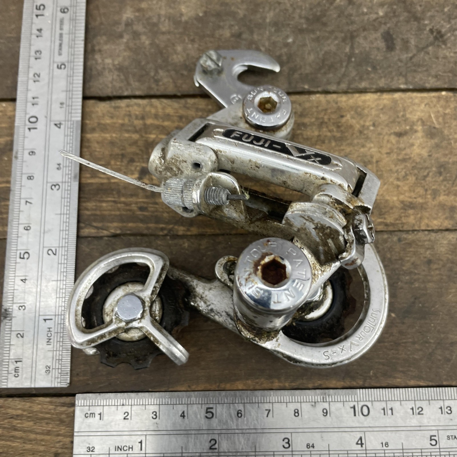 Vintage Fuji-VX Rear Derailleur Japan Maeda SunTour Claw Mount 245g Stuck Cable
