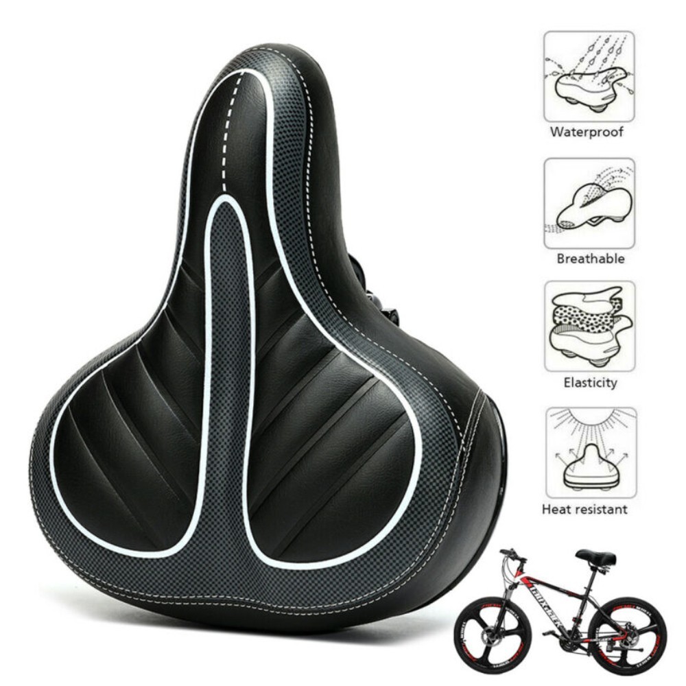 Comfort Extra Wide Big Bum Bike Bicycle Seat Saddle Gel Soft Pad Sporty Cycling