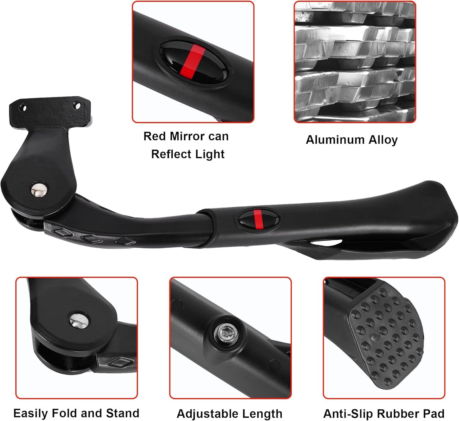 Heavy Duty Ebike Kickstand 24″-29″ Engineered for E-Bike Also Suitable for New
