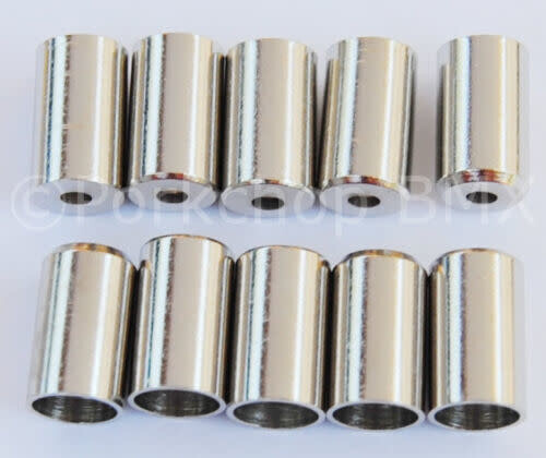 Nickel plated brass bicycle 5mm brake cable ferrules (PACK OF 10) SILVER