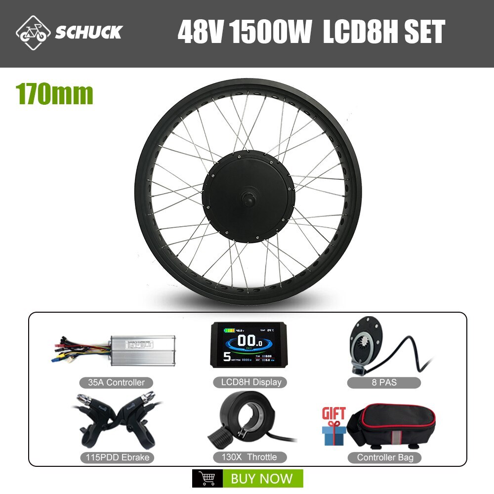 20/24/26 Inch Snow E-bike 48V 1500W Rear Cassette Hub Motor Wheel Conversion Kit