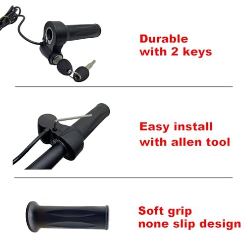 Ebike Full Twist Throttle with Key Ignition 5 pin, 12v-72v Universal Voltage,