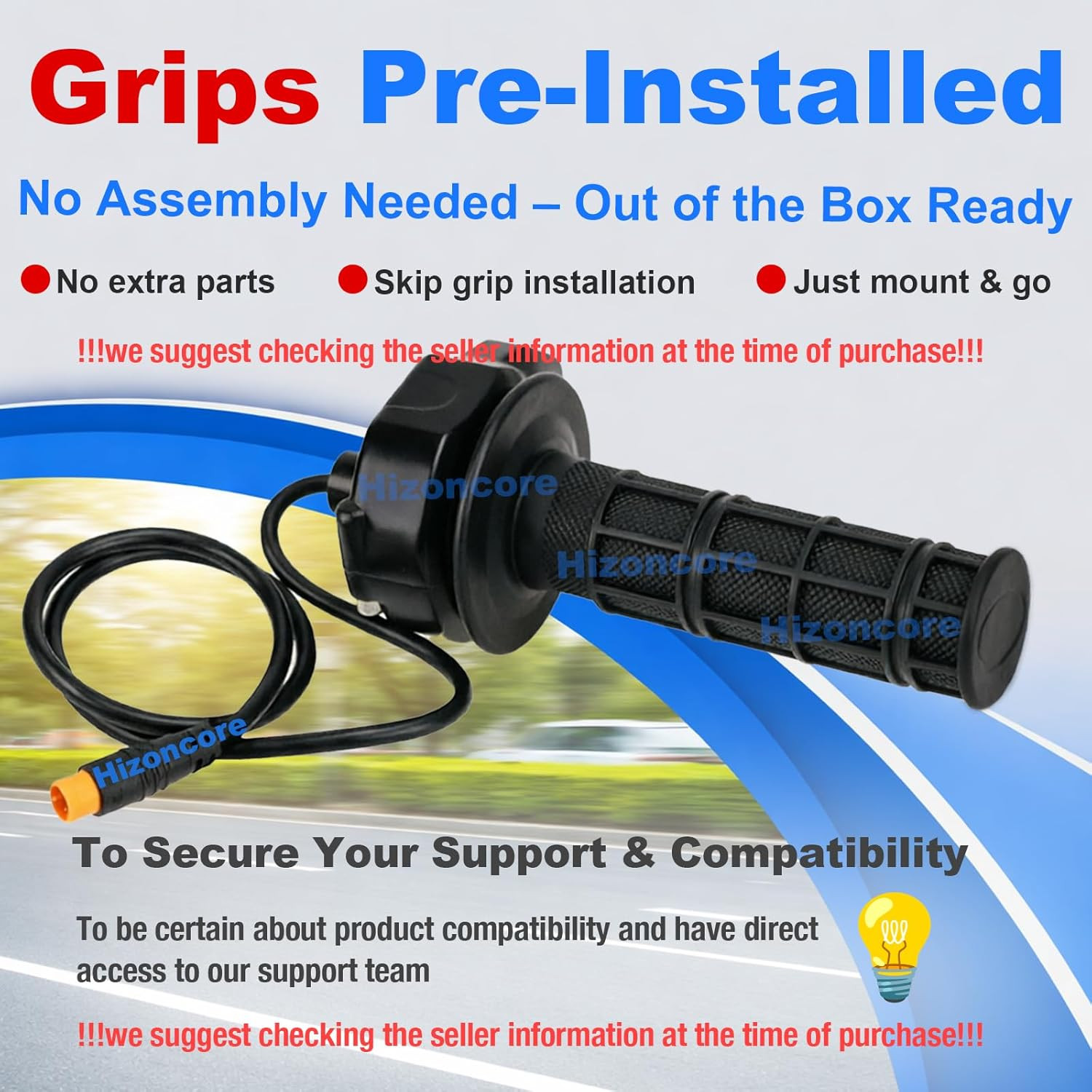 Ebike Full Twist Throttle for Macfox, 3 Pin Surron Style Throttle Grip Kit 12V-7
