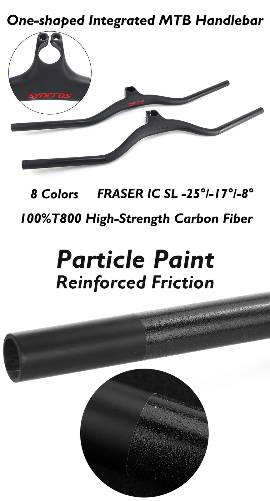 MTB Bicycle Integrated Carbon Handlebar with Stem -8/-17/-25 Degree 60*740mm