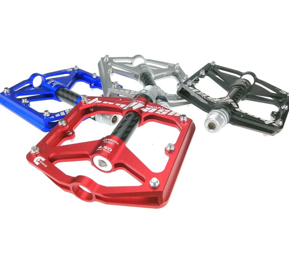 Aluminum Carbon Road MTB Mountain Bike Bicycle Pedal 3 Bearing Flat Pedals Red