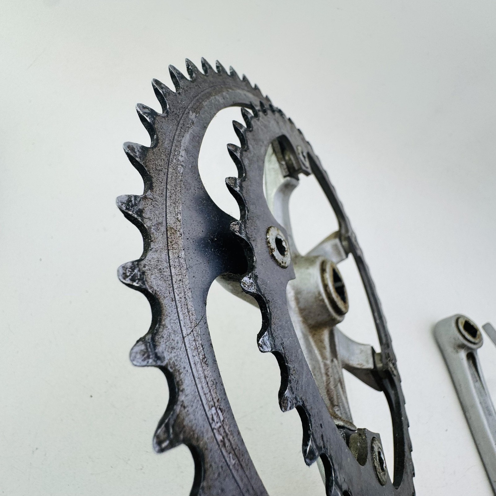Vintage SR EDGE Double Crankset Road Bike170mm 52/42T Silver Japan A22