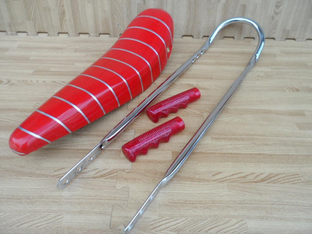20″ RED SPARKLE Lowrider Krate Bicycle BANANA SEAT SISSY BAR Grips Included