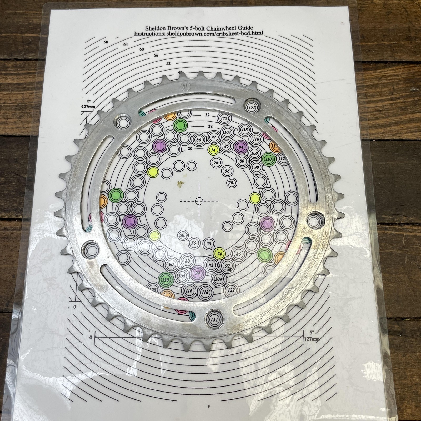 Vintage Zeus 45T Chainring 151 BCD 5-Arm Silver Aluminum Road Bike 45 Tooth