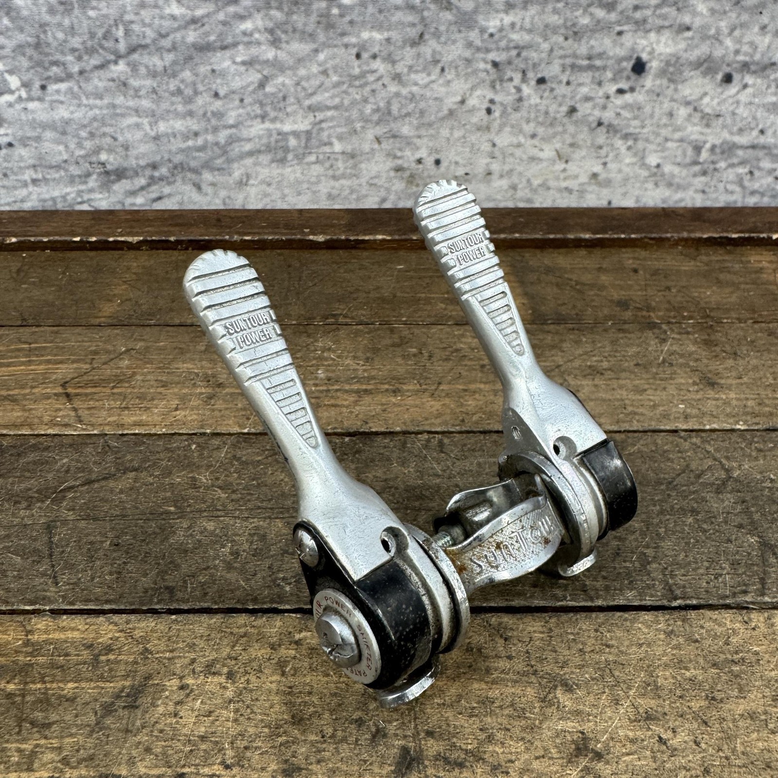 Vintage SunTour Power Shifter Set Down Tube Clamp 28.6 Ratchet Friction