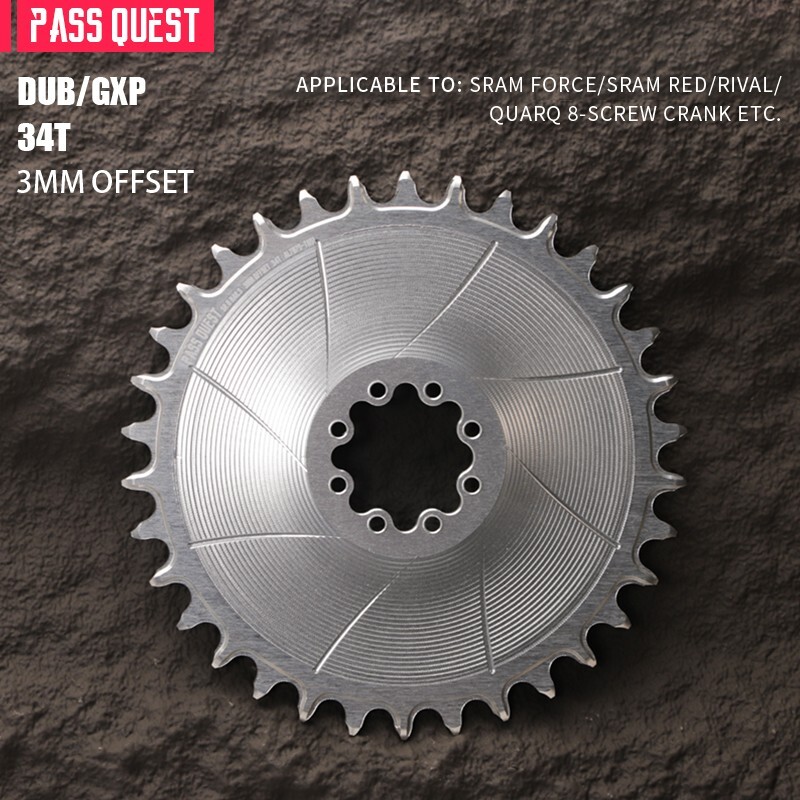 PASS QUEST Direct Mount Chainring 3MM OFFSET For 8-bolt Crank 28-38T