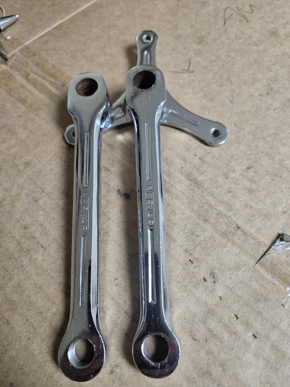 Vintage NOS Nervar 3 Arm Cottered Crankset 165mm arms, 52/47T, France