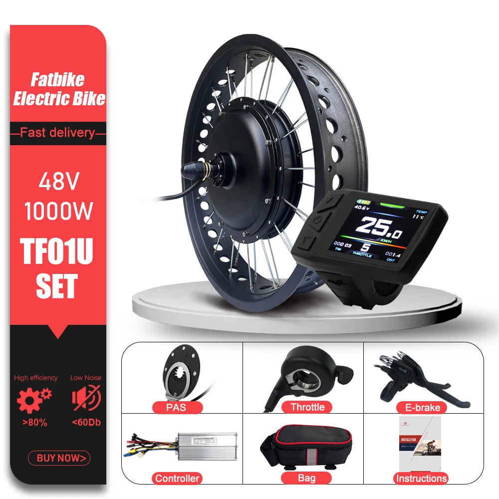 E-bike Conversion Kit 48V 1000W 4.0Tyre Brushless Rear Rotate Hub Motor Wheel