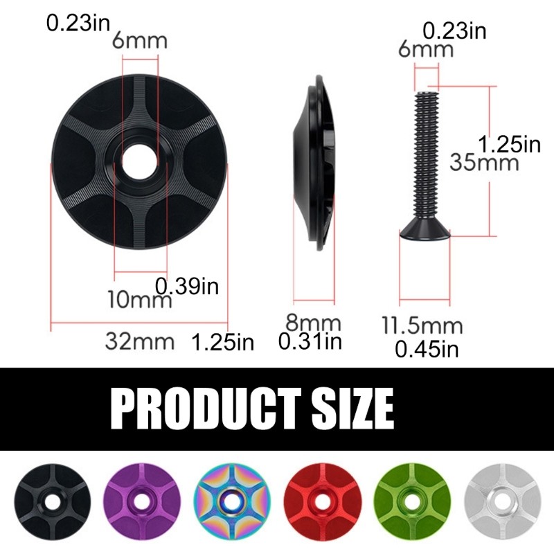 Aluminum Alloys Mountain Bike Bowl Cover Bicycles Stem Top Cap with Screw
