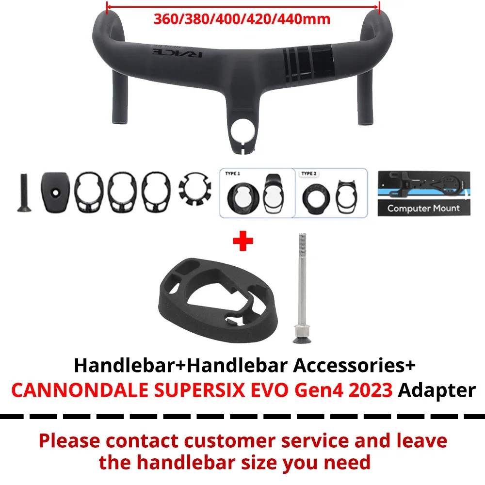 Full Carbon Internal Cable Integrated Road Bike Handlebar -10 Degree 360-420mm