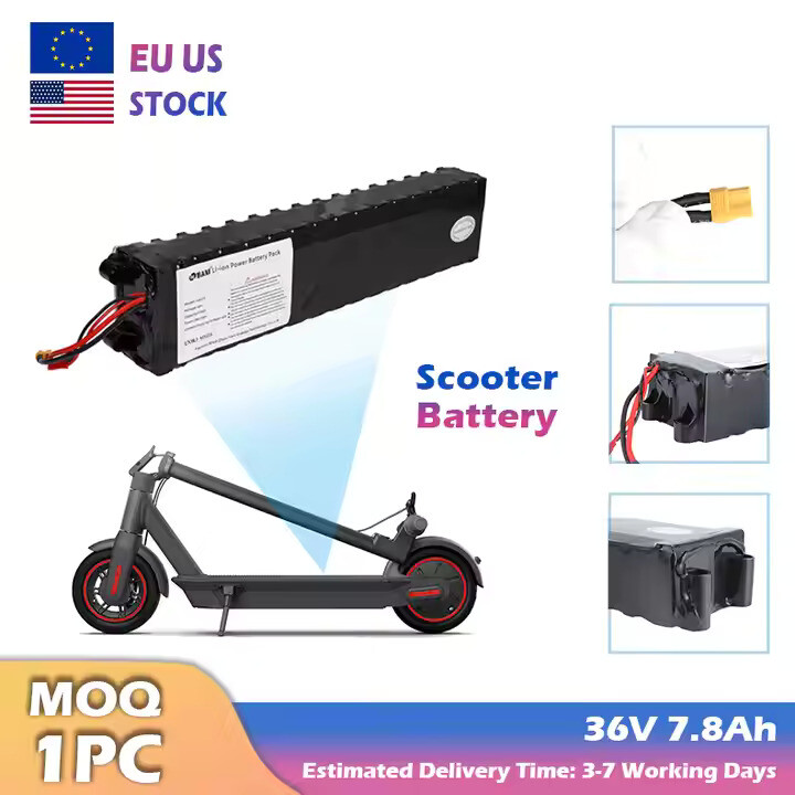 10S3P E-Scooter Battery 36V 7.8Ah Ebike Lithium Battery Replacement with BMS 15A