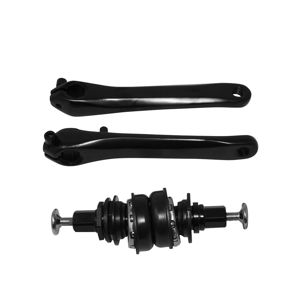 PRO+ BIKE 3 PCS CRANK SET STEEL BLACK BEACH CRUISER LOWRIDER BMX MTB BICYCLE