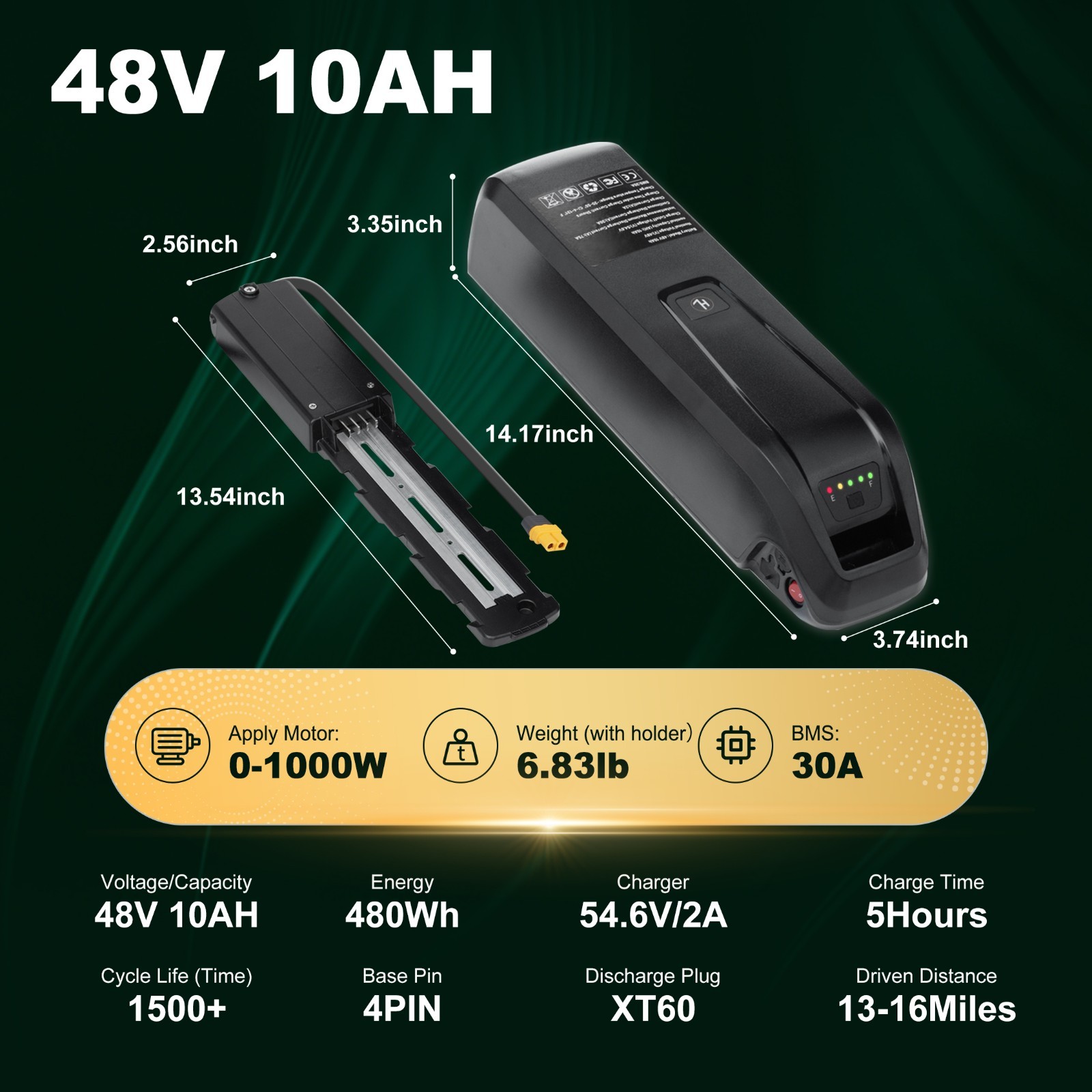 48V 10AH/15AH/20AH Ebike battery Replacement Li-ion for Bicycle 200W-1800W Motor
