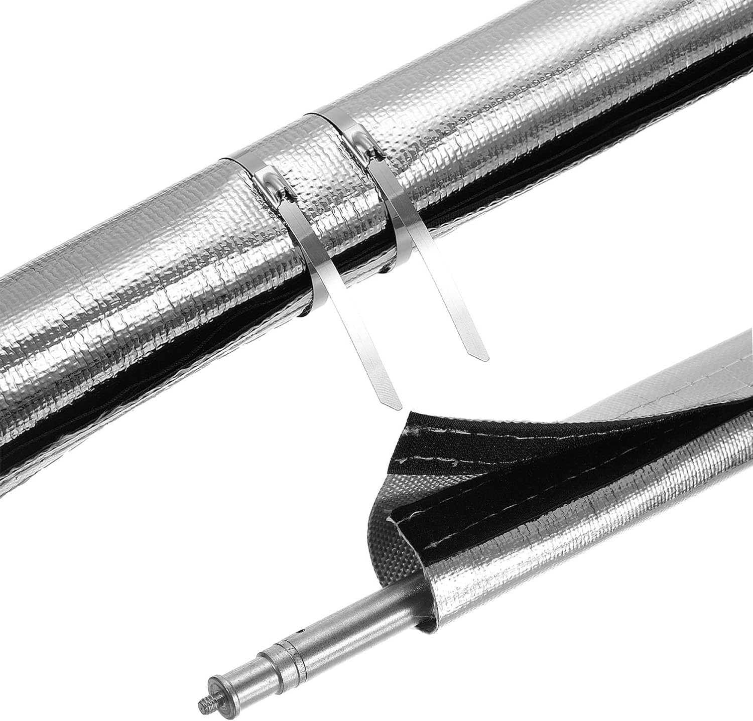 Heat Shield Aluminized Heat Shroud Sleeve w/ Hook Loop Closure 1/2″ I.D. x 10FT