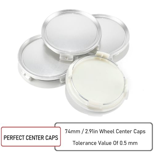4PCS 74mm Wheel Center Caps for Rim OD:74mm/2.91in, ID:69.46mm/2.74in Silver