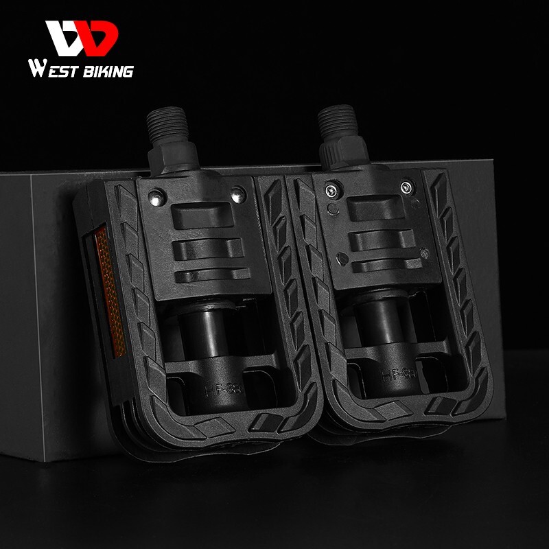 WEST BIKING Foldable Bicycle Pedals Nylon Cycling Folding Bike Pedals 9/16in