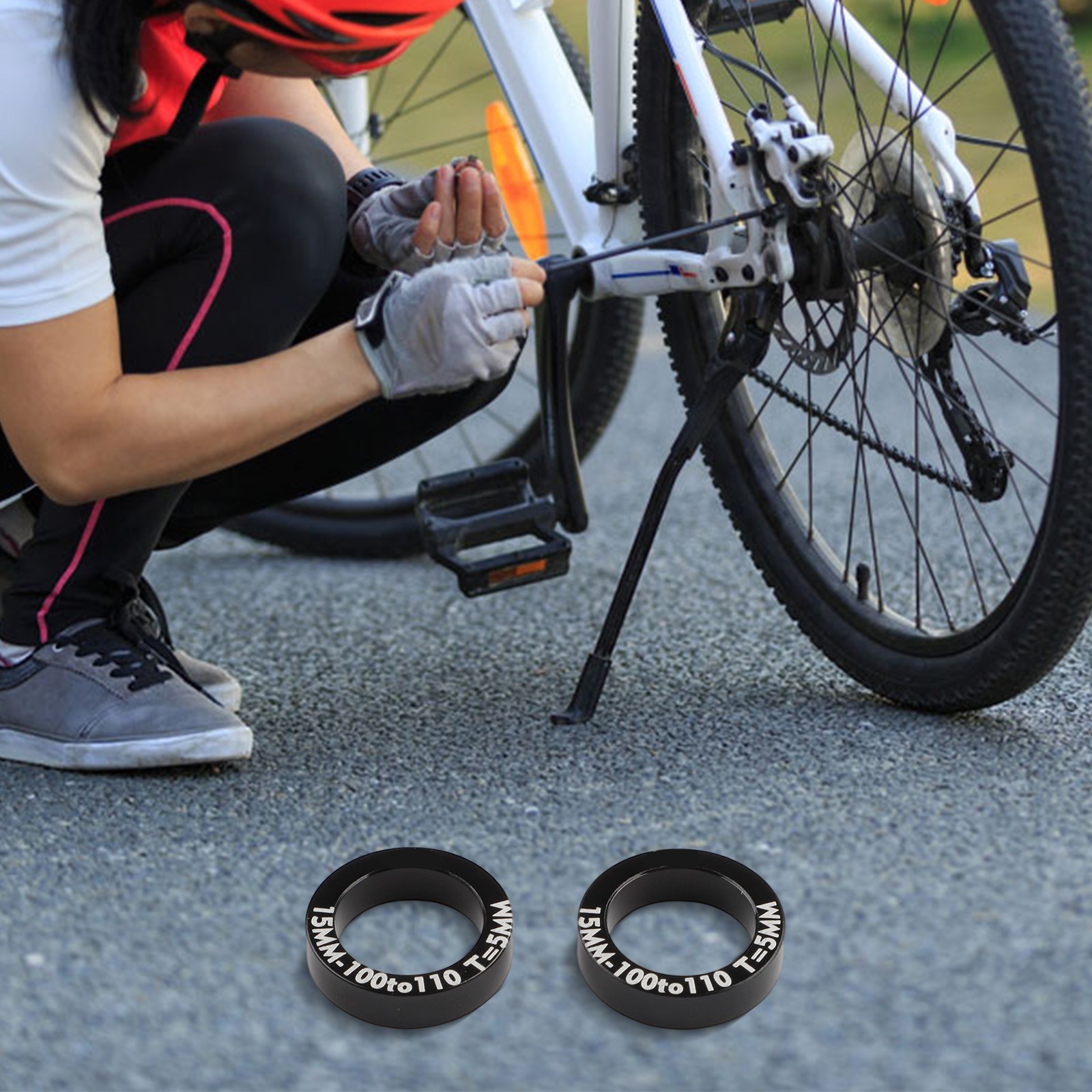 1 Pair Aluminum Bicycle Hub Conversion Spacers Boost Hub Gaskets Kit Black/Red