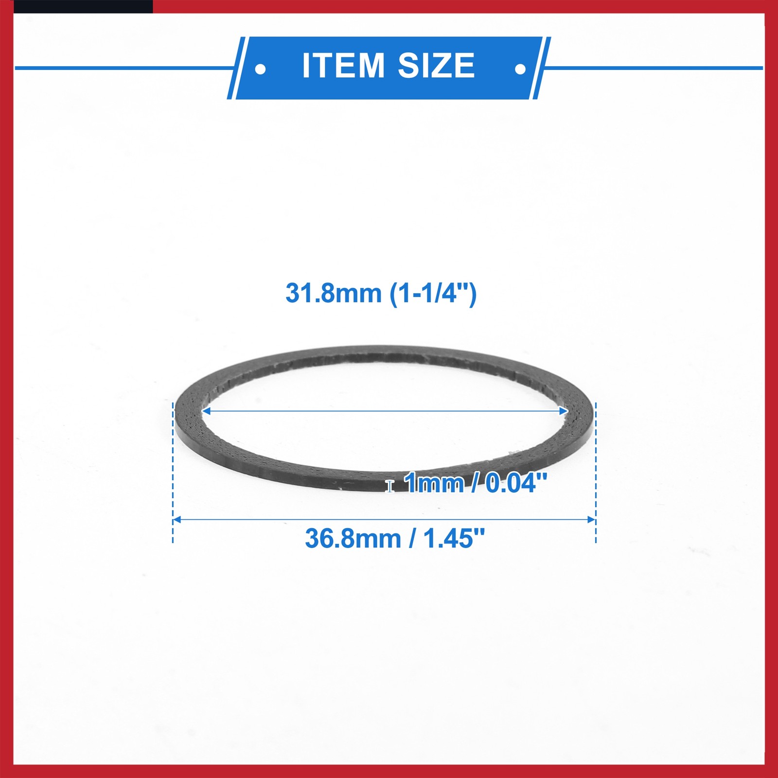 Bicycle Headset Spacers 1mm 31.8mm 1-1/4″ Carbon Fiber Gloss Carbon Fiber