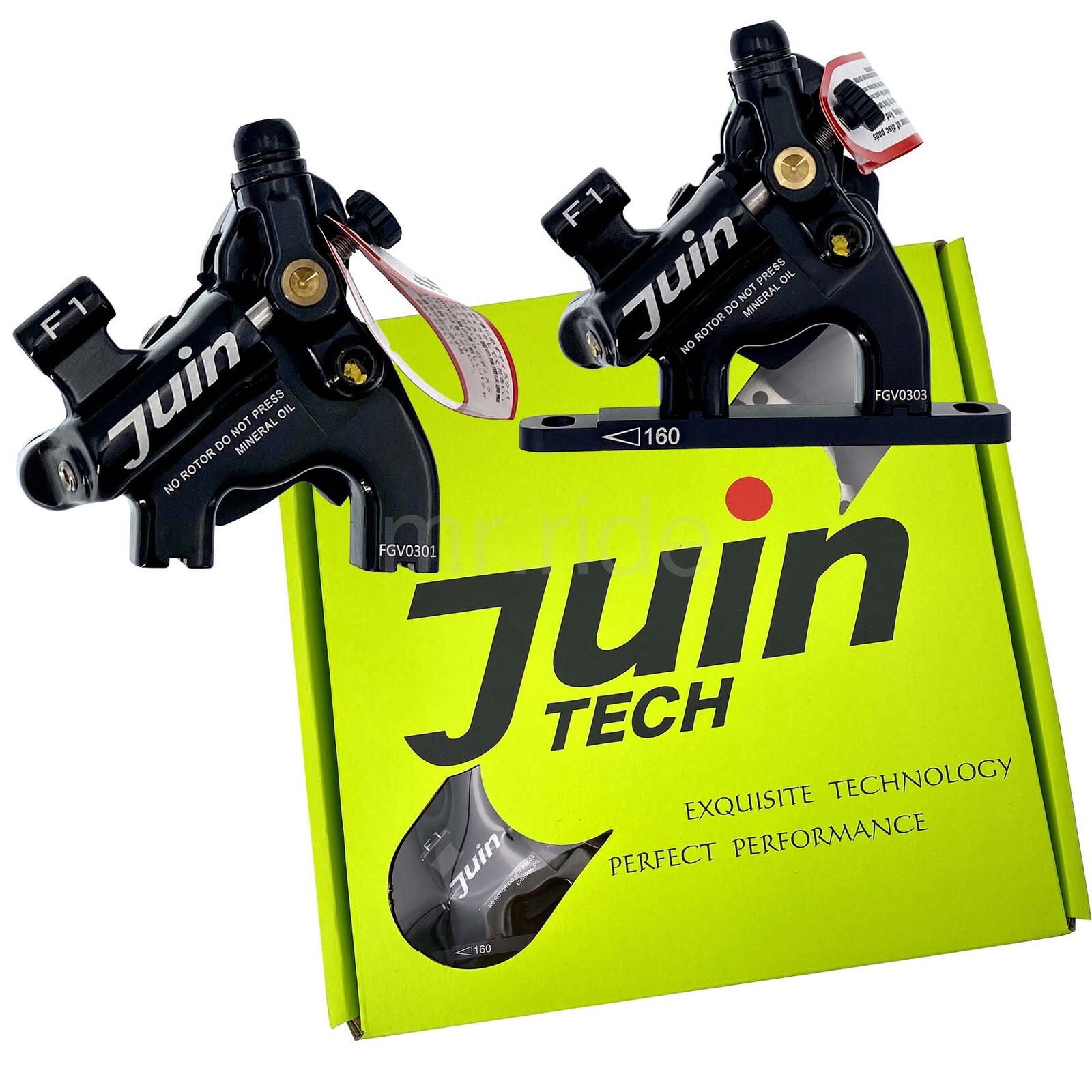 JUIN Tech F1 Hydraulic Flat mount Road/CX Bike Disc Brake set W/160 rotors Black