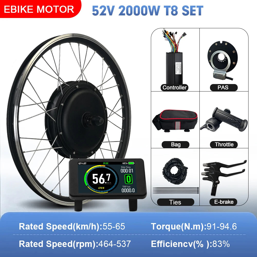 52V 2000W MTB Electric Bike 20-29inch 700C Brushless Rear Rotate Hub Motor Wheel