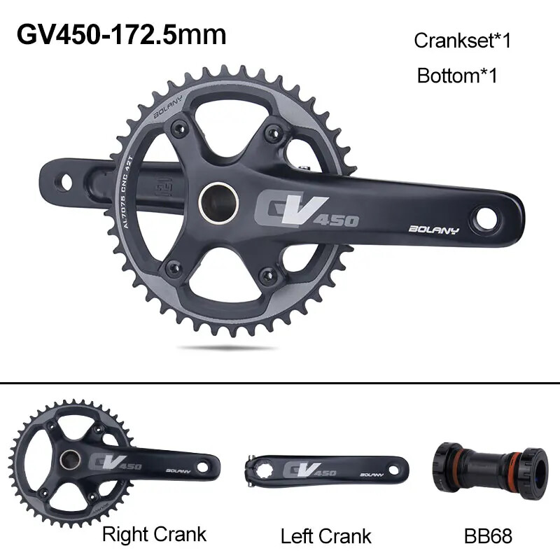 170mm Cross-country Road Gravel Bike Crank Arm 96BCD 42T Single Chainring 10/11S
