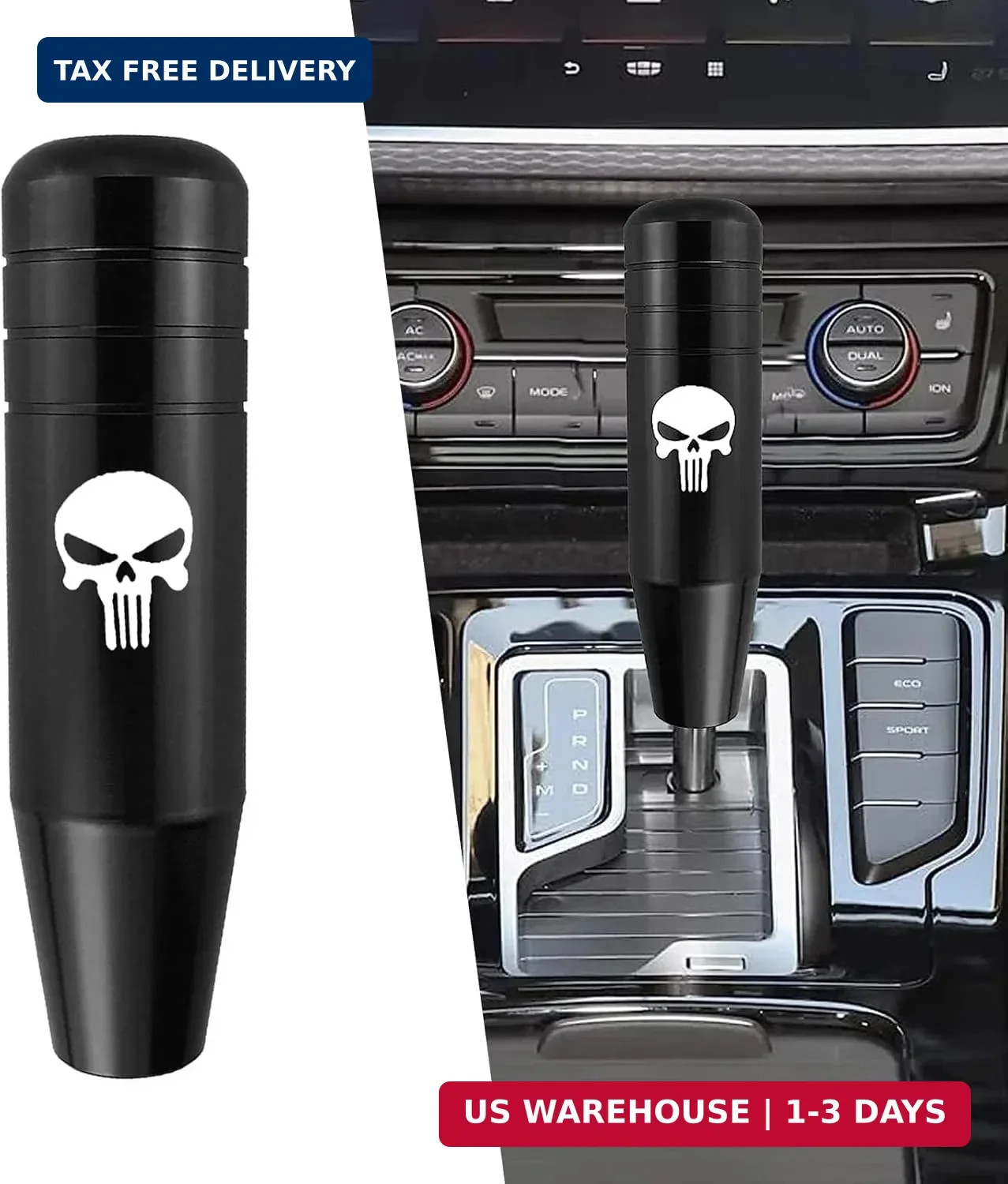 Pack-1 Gear Stick Shifter Knobs, Skull Aluminum Alloy Weighted Gear Lever, Metal