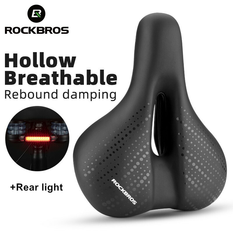 ROCKBROS Bicycle Saddle with Taillight Cycling Seat Soft Cushion Safty Seat