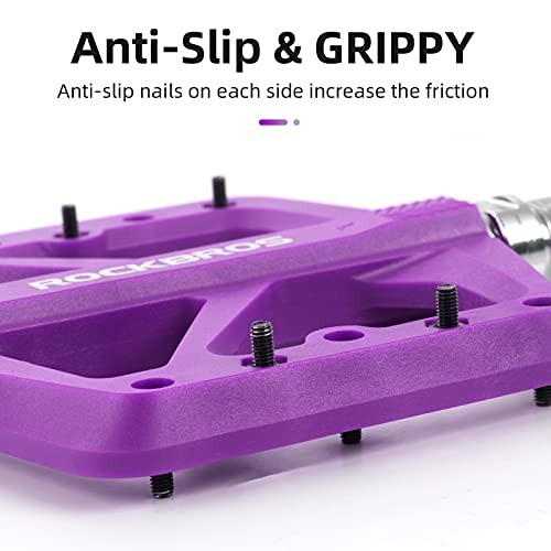 Mountain Bike Pedals MTB Pedals Lightweight Nylon Composite Bicycle Purple