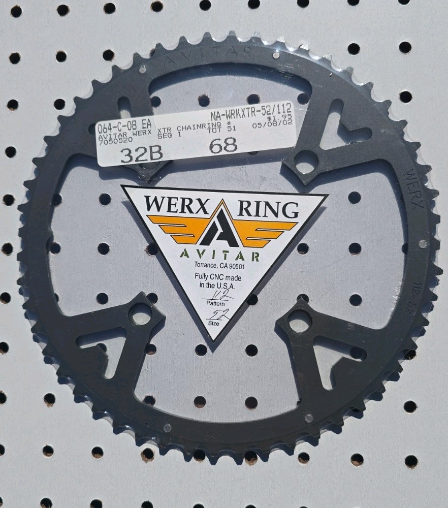 Avitar Werx Chainring 52-Tooth 4-Bolt 52/112 USA CNC Made 52/112 NOS