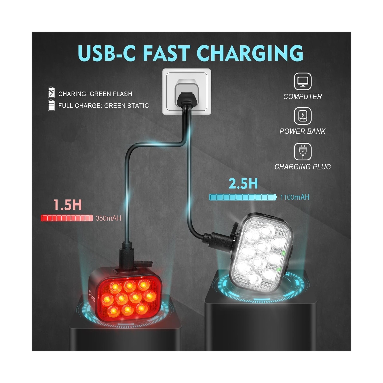 BUCKLOS Bike Lights Front and Back for Night Riding, 10 LED Ult… FAST USA SHIP