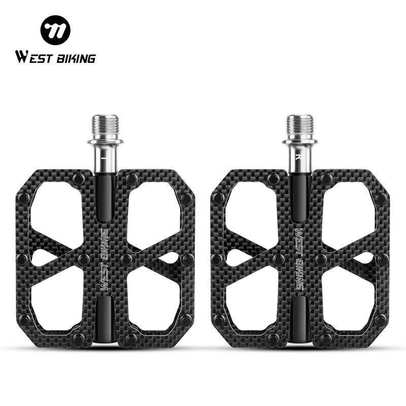 Bicycle Pedals Carbon Fiber Titanium Axle 3 Bearing Bicycle Pedals Black