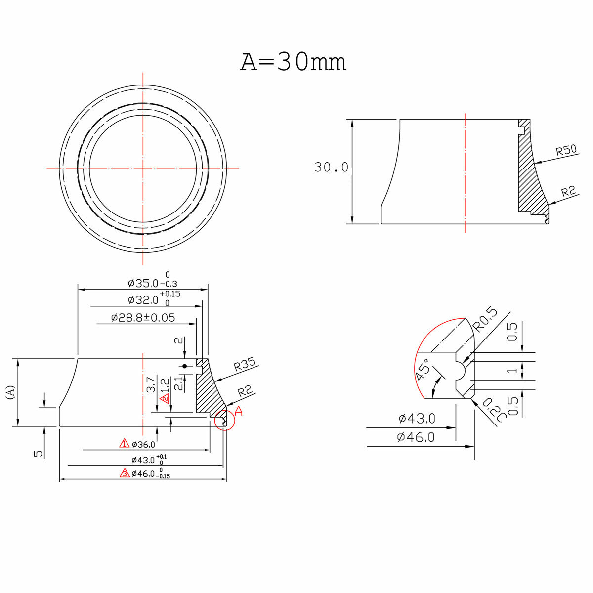1-1/8″ OMNI Racer WORLDS LIGHTEST Integrated Headset Conical Carbon Spacer 30mm