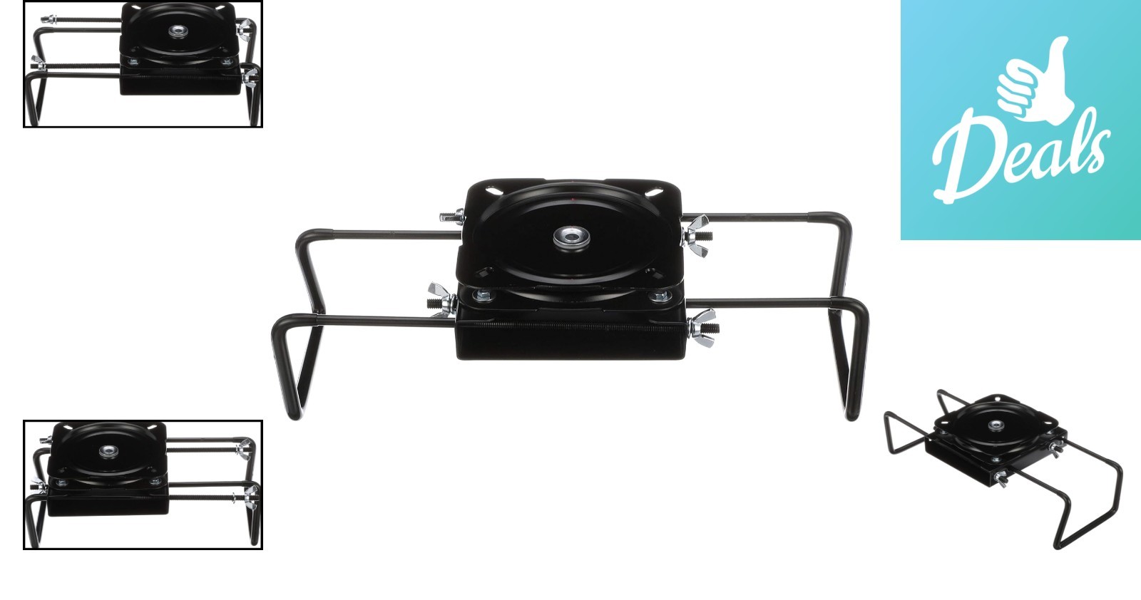 Clamp-On Adjustable Marine Seat Mount – Swivel, Powder-Coated Aluminum, Black