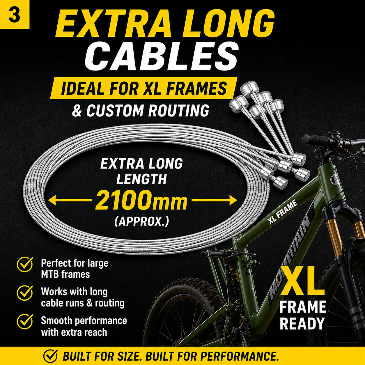 x5 Bike Brake Cable Kit Extra Long MTB Road BMX Universal Replacement Tandem