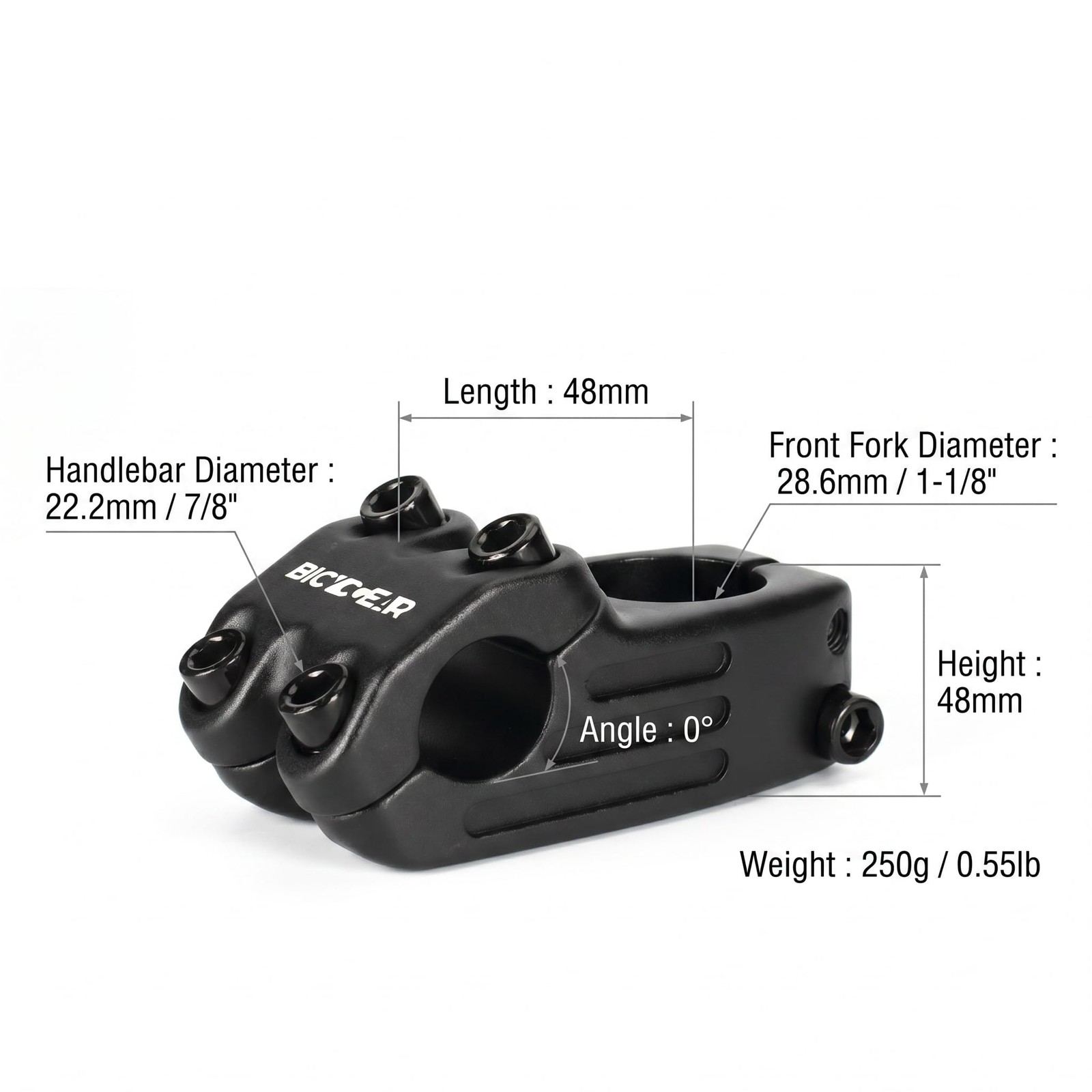 Short Bicycle Stem 22.2mm Aluminum Alloy Mountain Road Bike Handlebar Riser