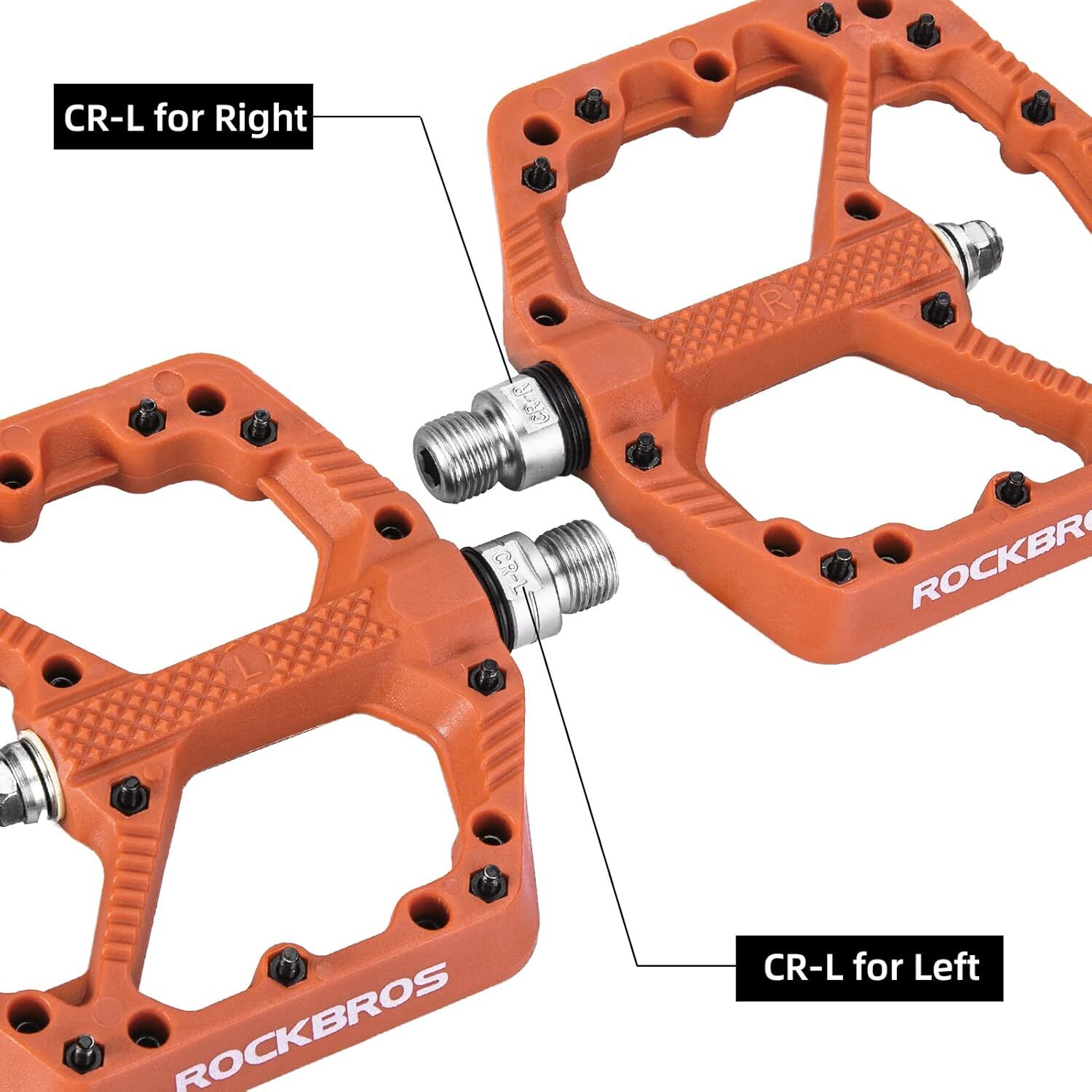 ROCKBROS Mountain Bike Pedals Nylon Composite Bearing 9/16″ Wide Platform Pedals