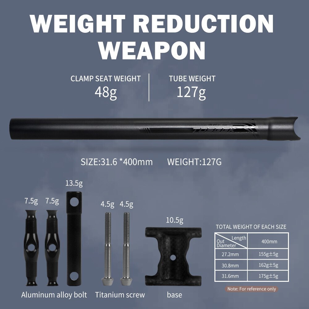Carbon Seatpost Offset 0mm Mtb Retractable 27.2/30.8/31.6mm Seat Post 400MM