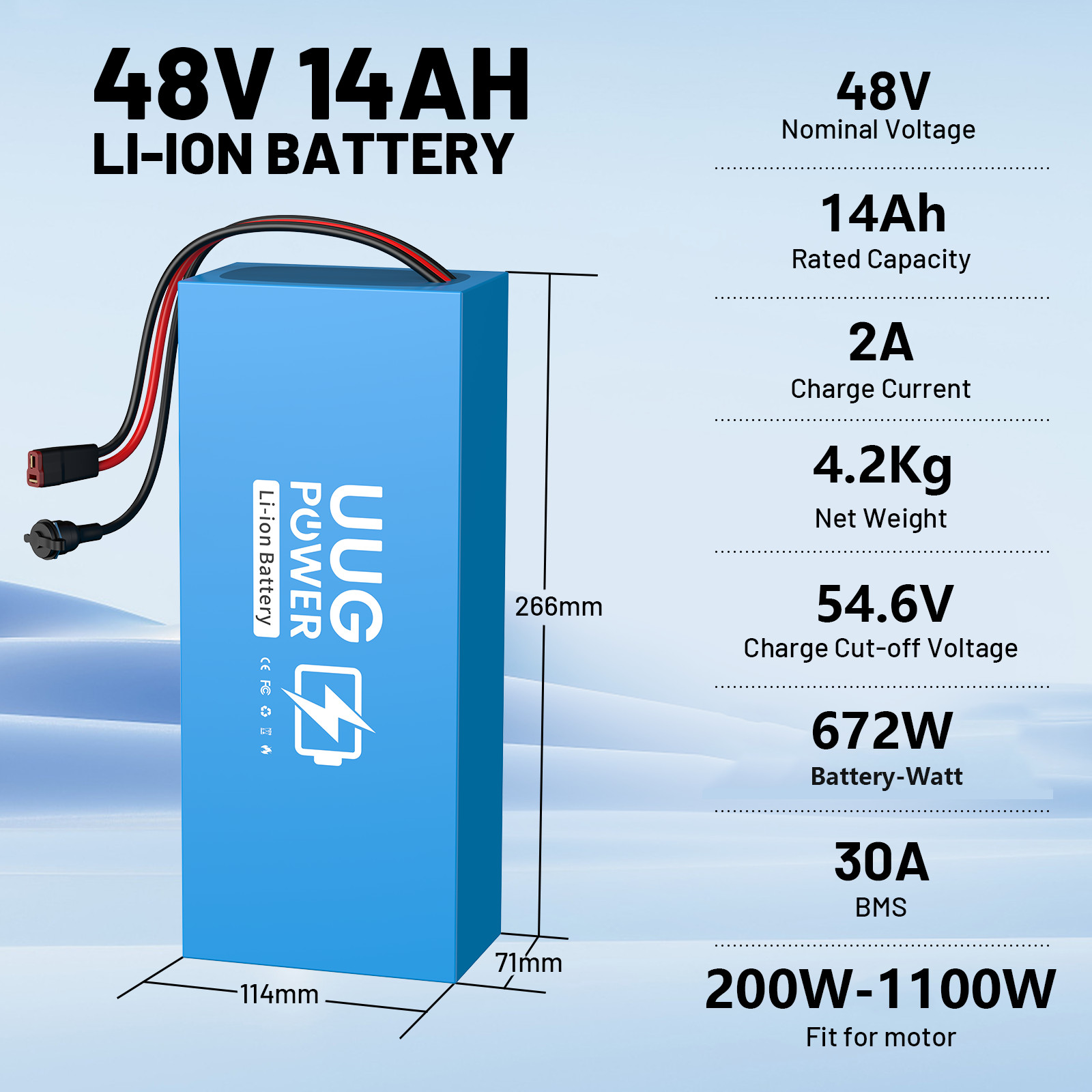 48V 10Ah/14Ah/20Ah Ebike Battery Li-ion For 200W-1638W Motor Electric bicycle