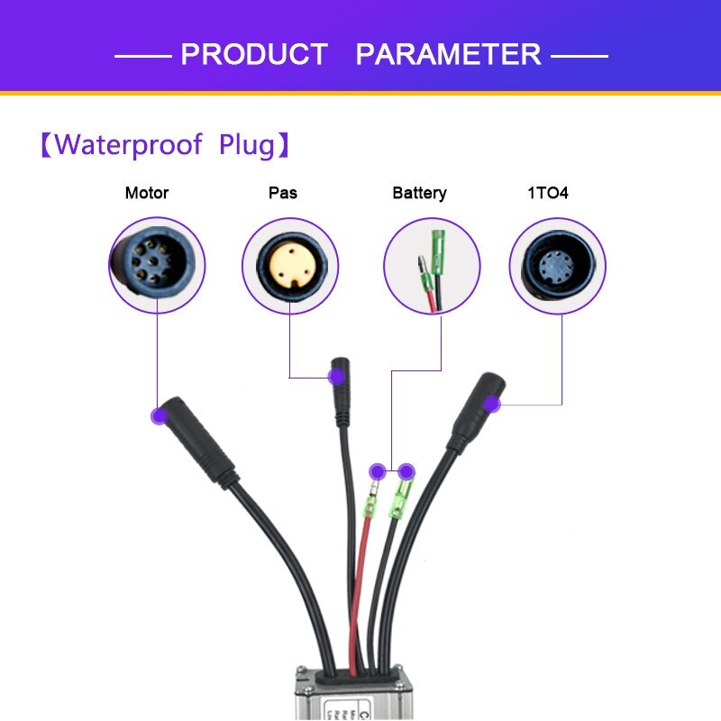 Squarewave Controller Electric Bike Scooter 15A-50A SM/Waterproof Plug Brushless