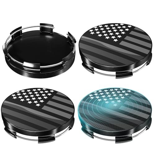 56MM 2.2 Inch Wheel Outer 56MM , Inner 53MM Gloss Black with American Flag